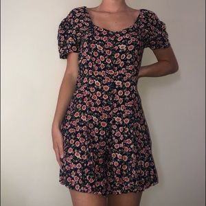 Floral Short Sleeve Button Up Romper